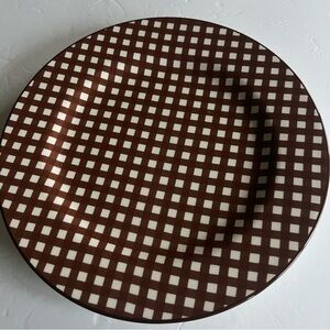 New Ashland Brown and White Checkered Dinner Plate 10 3/8”Fall Automne Set of 2